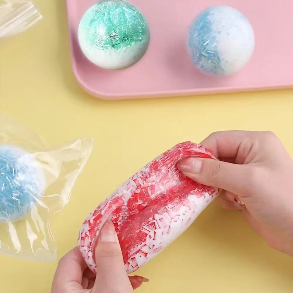 Soft Crushed Ice Squeeze Ball Toy TPR Shapeable Stress Relief Toy Crystal Ice Cracked Sensory Fidget Toy For Stress Anxiety