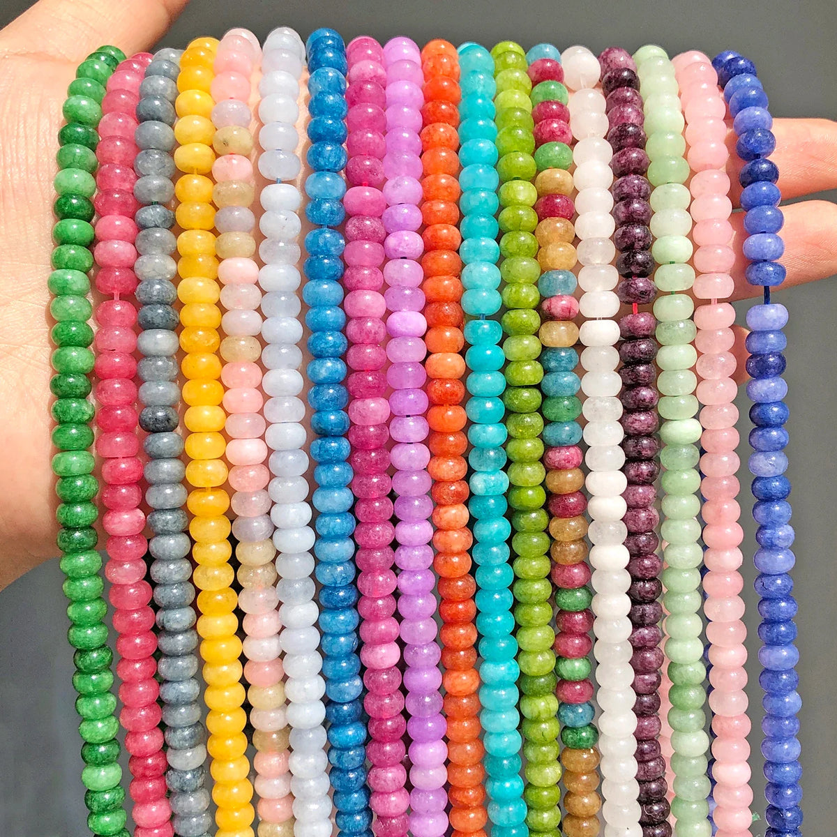 4x6mm Natural Abacus Rondelle Jade Quartz Beads Stone Flat Round DIY Charms Bracelets Loose Beads For Jewelry Making Supplies