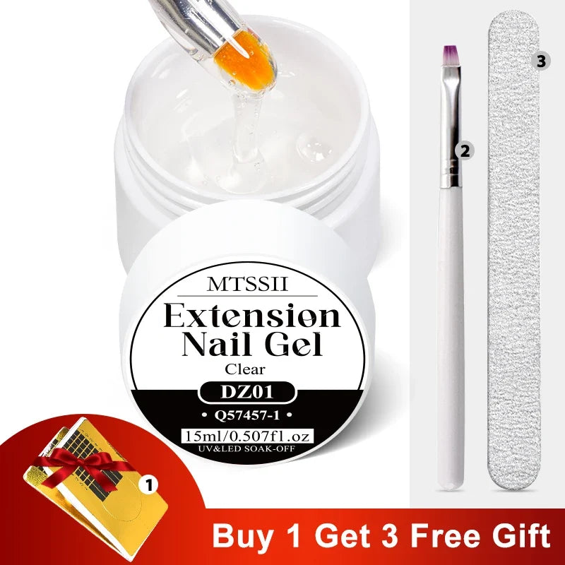 MTSSII 4Pcs Extension Nail Gel Set Jelly Pink Milky White Clear Hard Gel Extension UV Gel For Nails French Nail Art DIY Manicure