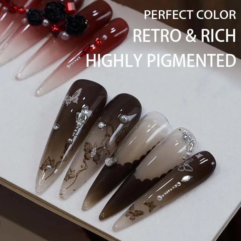 PERFECT COLOR, Patting Gel Polish Red & Black Gel Polish 5g 4 Colors Ombre Gel Nail Polish, UV/LED Lamp Needed