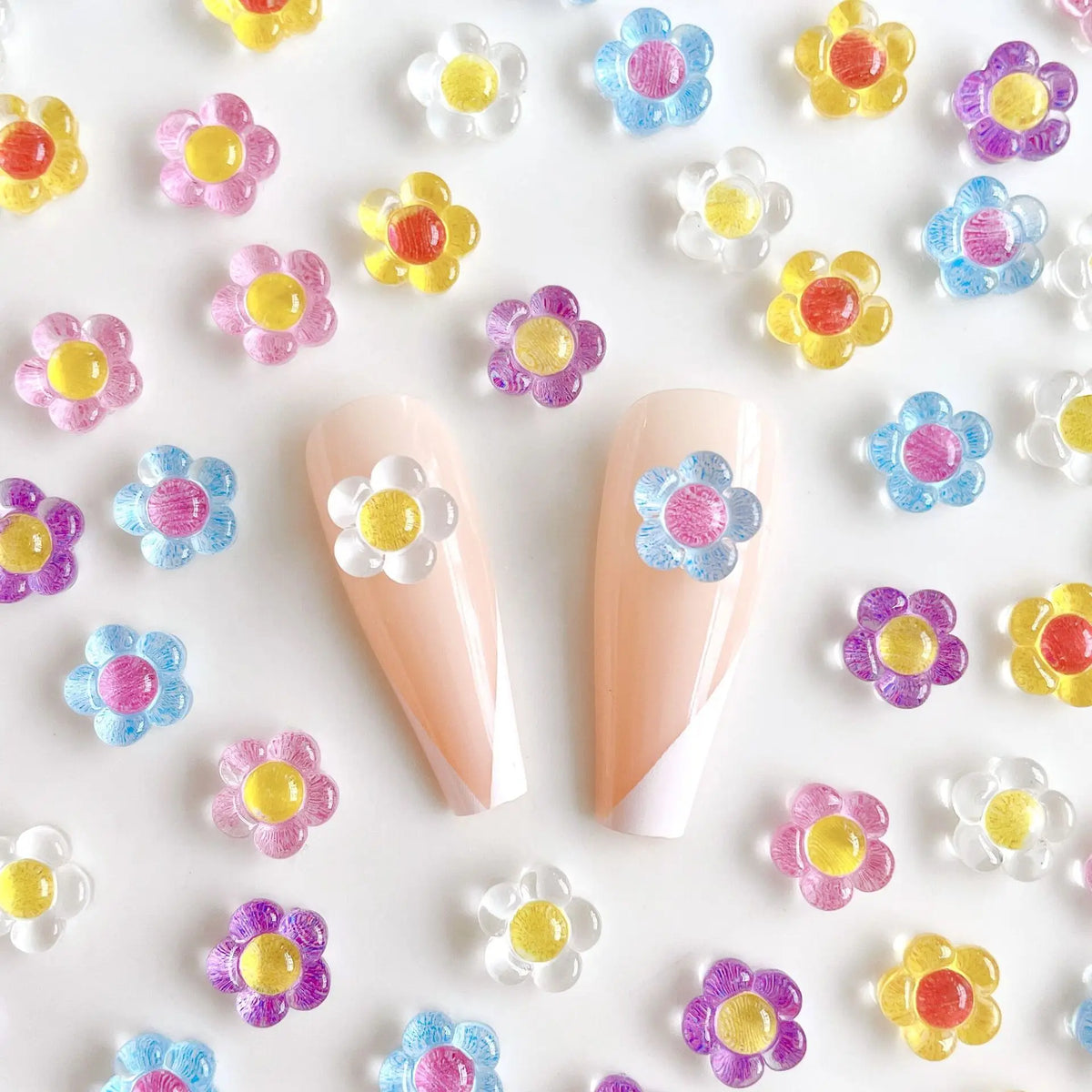 20pcs Ice Transparent Flower Nail Art Charms 3D Japanese Sun Petal Nail Rhinestones Decorations DIY Manicure Kawaii Accessories