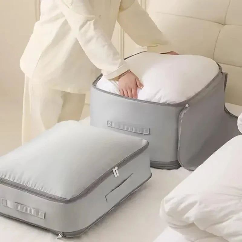 Heavy-Duty Self-Compressing Storage Bag - Portable Organizer for Clothes, Blankets & Quilts, Ideal for Closet Organization