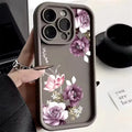 Purple Flower Pattern Phone Case For iPhone 17 16 15 14 13 12 11 Pro Plus Max XR 17 Air 16E Shockproof Soft Silicone Back Cover