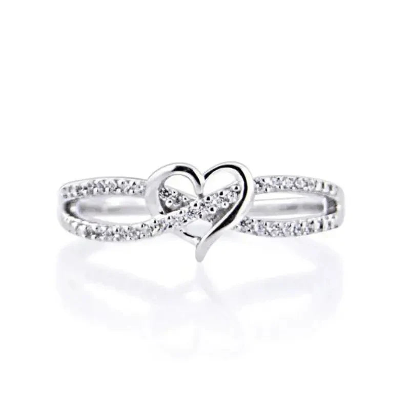 Huitan Graceful Silver Color/Gold Color Heart Ring Lady Engagement Accessories with Bright Zirconia Bridal Wedding Band Jewelry