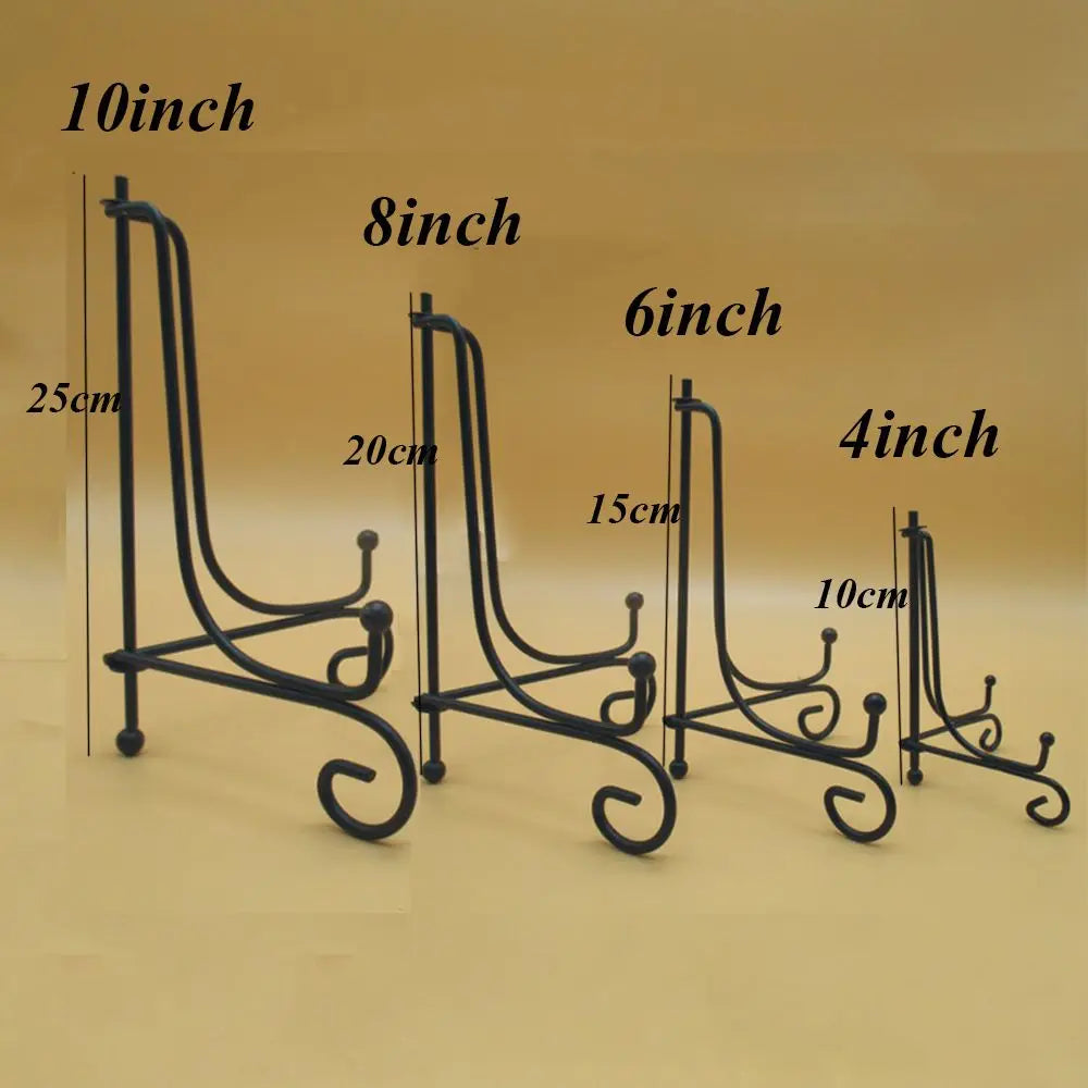 Art Bowl Picture Frame Photo Pedestal Easel Black Iron Display Stand Plate Rack
