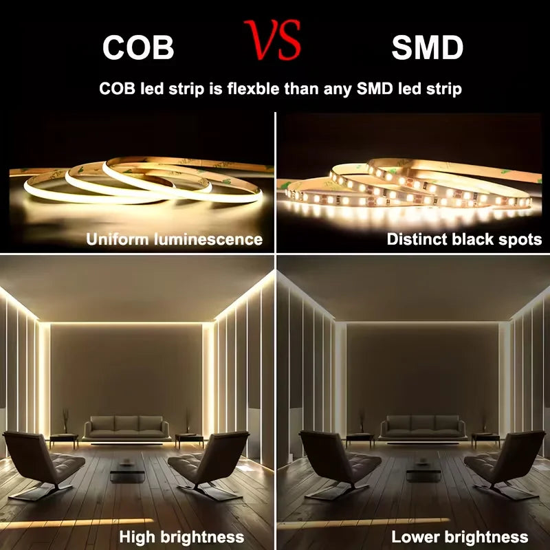 Lqhzmyy Cob Led Strip Light, USB Powered, Touch Switch for Adjustable Light Brightness, 3mm Wide Ultra-Thin Led Strip with No Light Spots, Suitable for Furniture Cabinets, Kitchen Bases, Bedroom Ambient Lighting, Warm White L