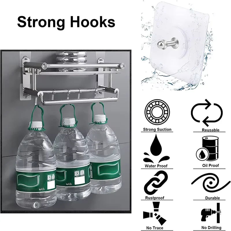 Adhesive Wall Hooks - No Nails/Sticky Wall Hangers Self-Adhesive Hooks Transparent  Waterproof Sticky  Invisible TracelessHooks