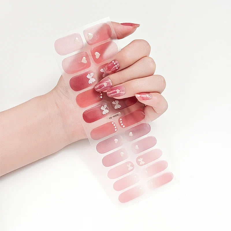 DIY Full Cover Nail Stickers Fashion Nail Decoration Glitter Self Adhesive Manicure Designer Nail Art Stickers Long-Lasting