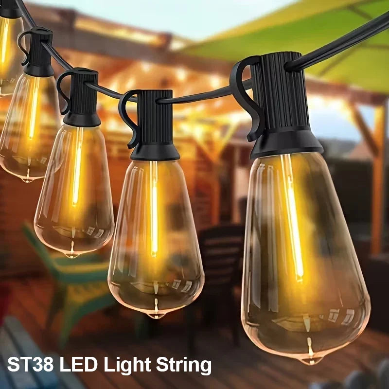 20M 30M ST38 Garland Light String Shatterproof LED Bulbs Outdoor IP44 Patio Garden Wedding Party Halloween Christmas Decor Lamp