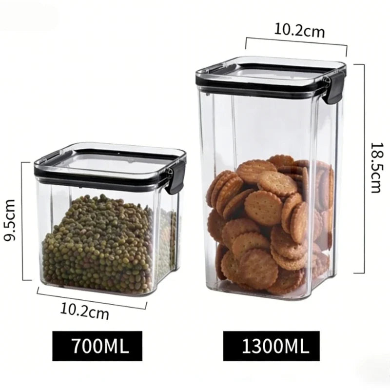 460/700/1300/1800 ML Food Storage Container Set, Transparent Airtight Sealed Canisters, Kitchen Storage Box Food Canister Tanks