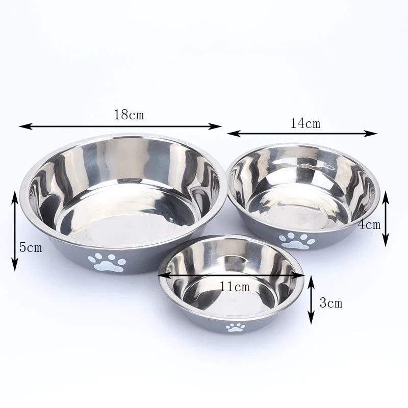 New Stainless Steel Dog Basin Paw Print Pet Supplies Cat Bowl Dog Bowl Silicone Anti-Slip Design Pet Drinking Water Feeding Bowl