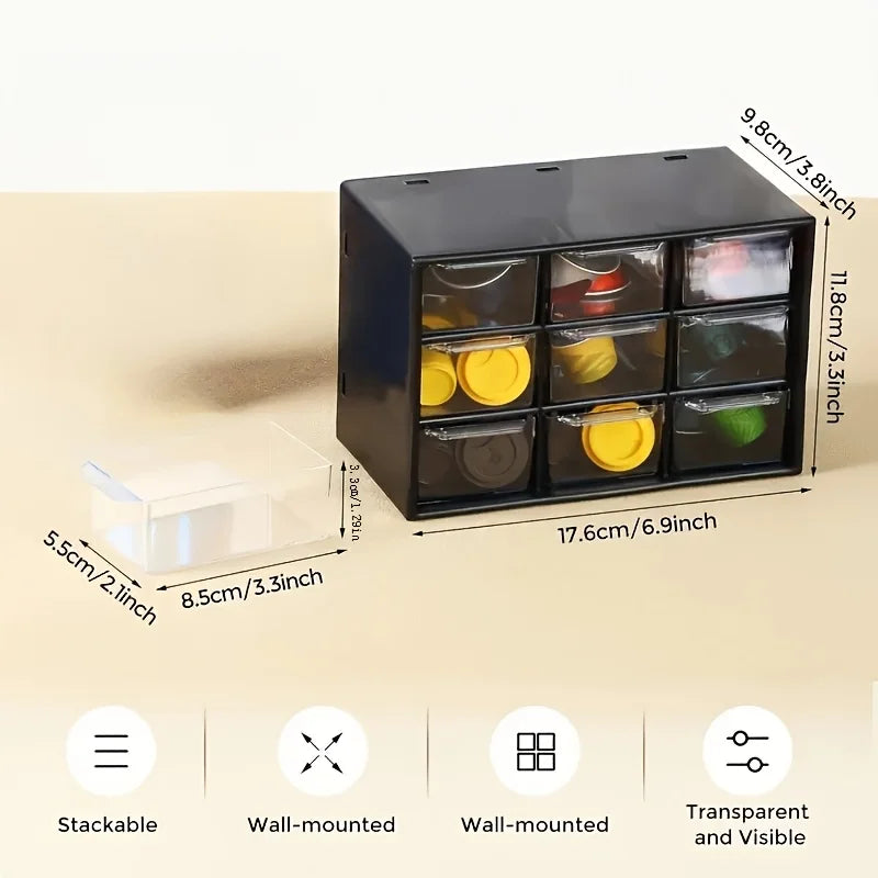 Multi-Grid Desktop Drawer Organizer Dustproof Storage Box, Portable Jewelry Cosmetics Makeup Container, Home Office Storage Case