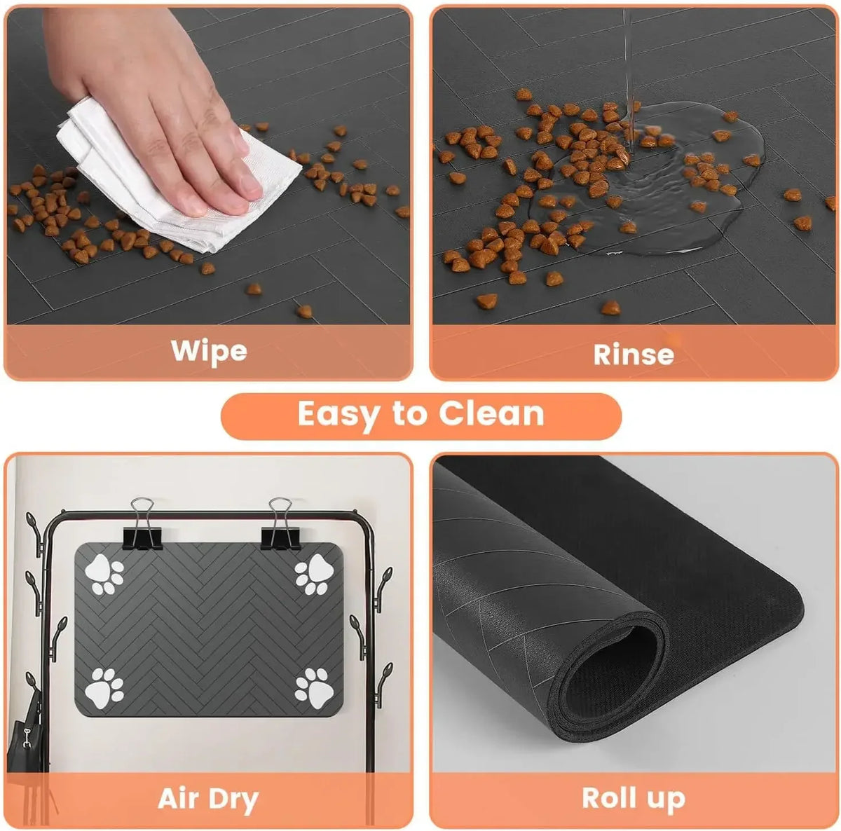Pet Feeding Mat-Absorbent Pet Placemat for Food and Water Bowl with Waterproof Rubber Backing Quick Dry Water Mat for Dog Cat