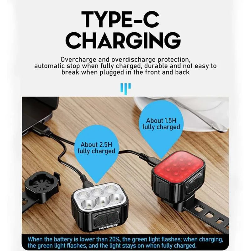 Ultra Bright Bike Front Rear Light USB Rechargeable Waterproof Bicycle Taillight Multi‑Flash Modes Safety Lamp Night Cycling