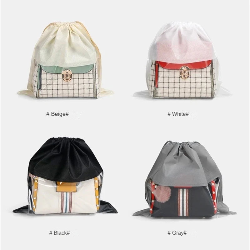 Dust Bag Handbag Moisture-proof Bundle Pocket Transparent Drawstring Storage Bag Dustproof Handbag Cover Bathroom
