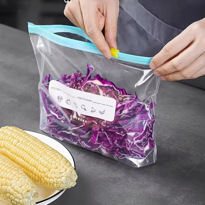 45pcs Leak-Proof Reusable Food Storage Bags with Zipper Seal for Fruits, Vegetables, Meats & Grains