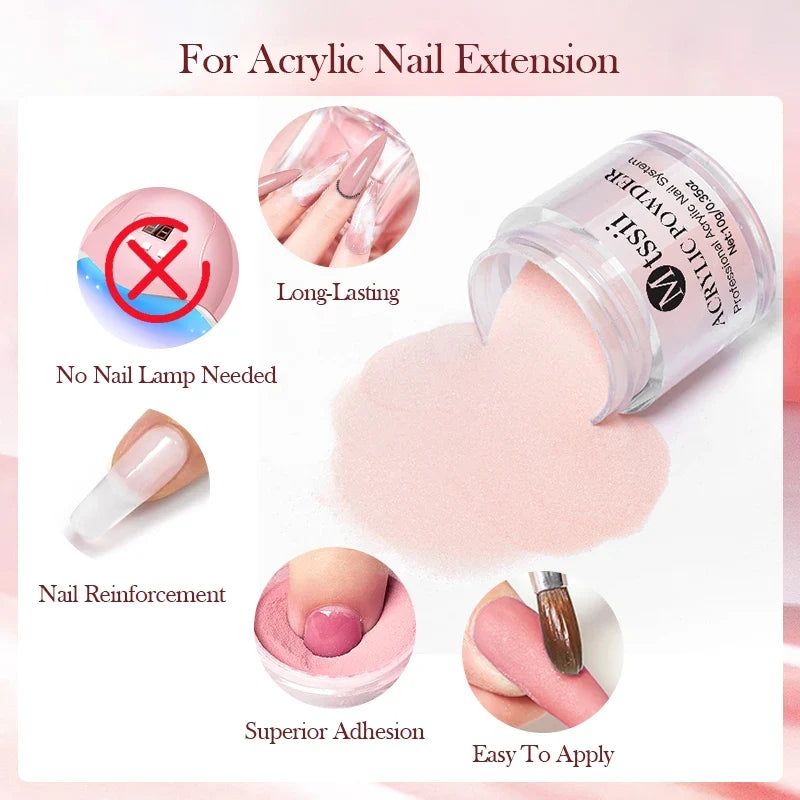 10ml Acrylic Powder White Clear Pink Nude Acrylic Nail French Manicure Powder for Acrylic Nail Extension&Carving Nail Art Powder