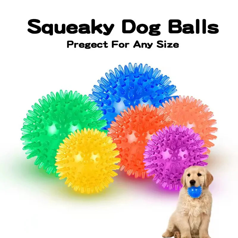 Dog Toy Ball High Elastic TPR Squeaky Spike Ball Durable Chew Resistant Teeth Cleaning Molar Interactive Play Ball For Dog Toy