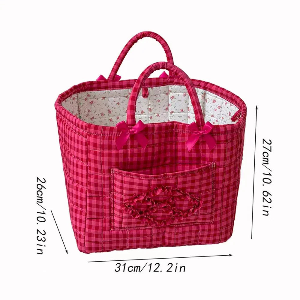Airfriend Grid Organizers Basket With Handle Portable Home Room Foldable Storage Basket For Snack Clothes Toys Storage Basket