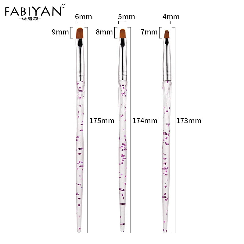 3/7Pcs Professional Manicure UV Gel Brush Pen Transparent Acrylic Nail Art Painting Drawing Brush Phototherapy Tools