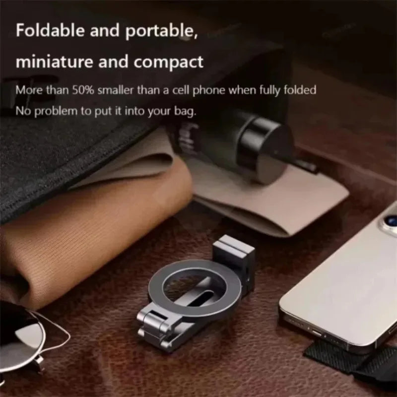 ‌1.7” Magnetic Phone Stand, 360° Rotation, Hands-Free for Airplane, Train, Car — Travel Essential