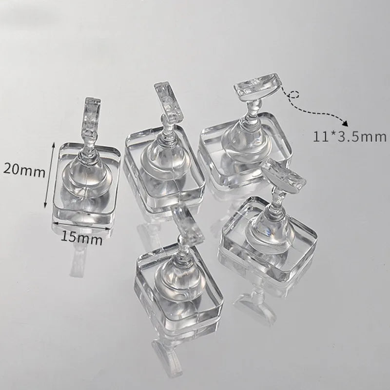 5/10pcs Transparent Nail Stand Non-Magnetic False Nails Holder Press on Nail Display Rack Acrylic Nail Training/Painting Tools
