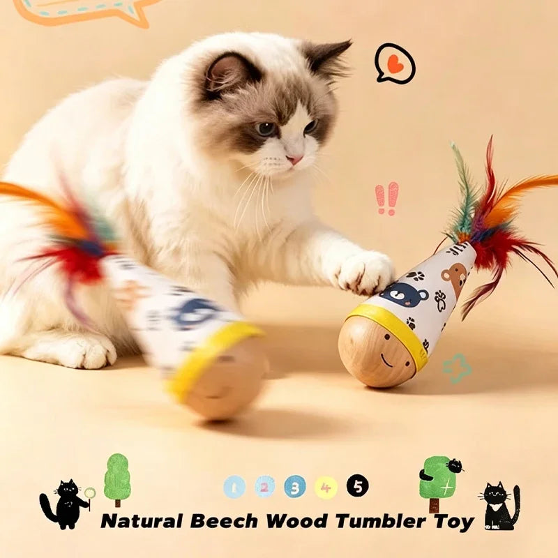 Swing Cat Toy Dynamic Cat Interactive Toys Funny Feather Kitten Teaser Automatic Toy Gift Cat Feather Toy Kitten Wobble Ball