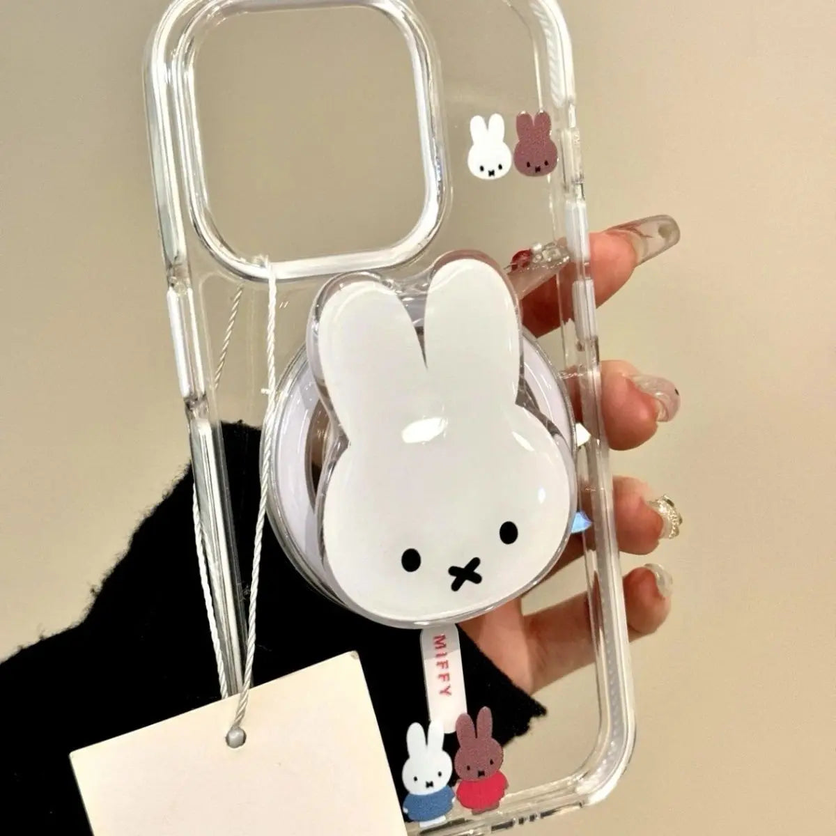 Anime Kawaii Miffy Rabbit Magnetic Phone Stand Cartoon Telescopic Portable Stand Magnetic Mobile Phone Airbag Stand Girl Gifts