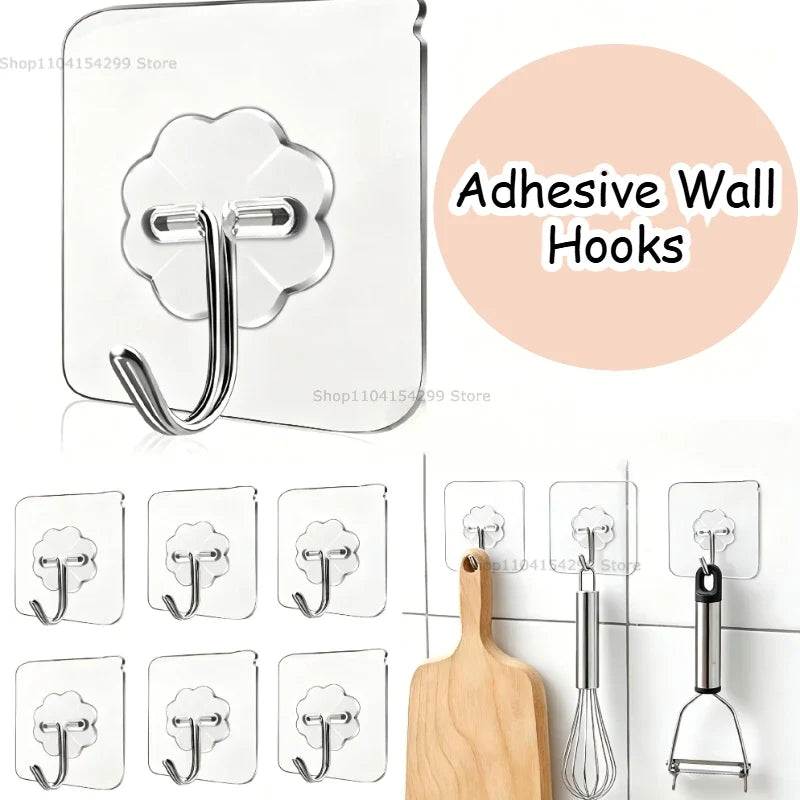 Adhesive Wall Hooks for Hanging Set of Hooks Door Kitchen Heavy Duty Seamless Self Adhesive Hooks Removable Waterproof Office
