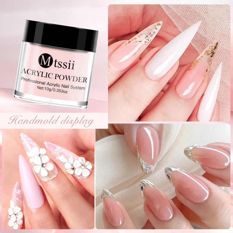 10ml Acrylic Powder White Clear Pink Nude Acrylic Nail French Manicure Powder for Acrylic Nail Extension&Carving Nail Art Powder