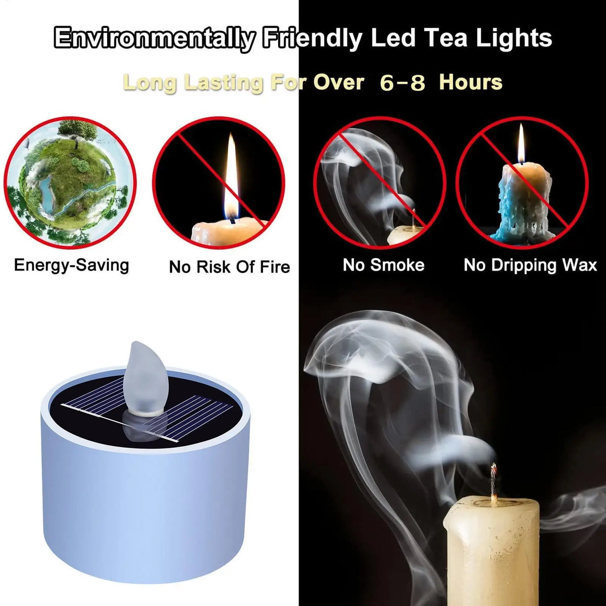 Solar LED Tea Light Candle Led Candles Flameless Outdoor Waterproof Solar Tea Lights Rechargeable Candles For Camping Home Yard