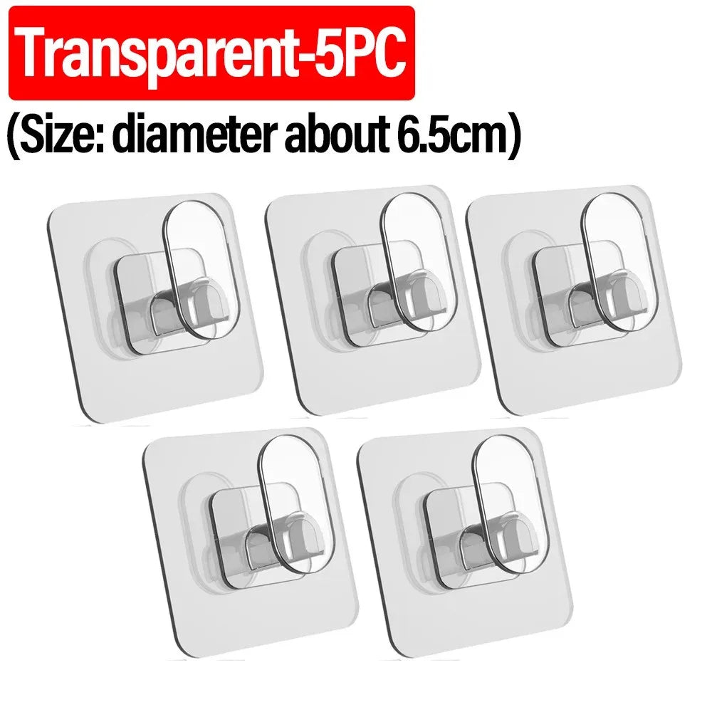 5/10PC Self Adhesive Wall Hooks Strong Sticky Transparent Traceless Kitchen Bedroom Wall Hook Storage Holders Wholesale
