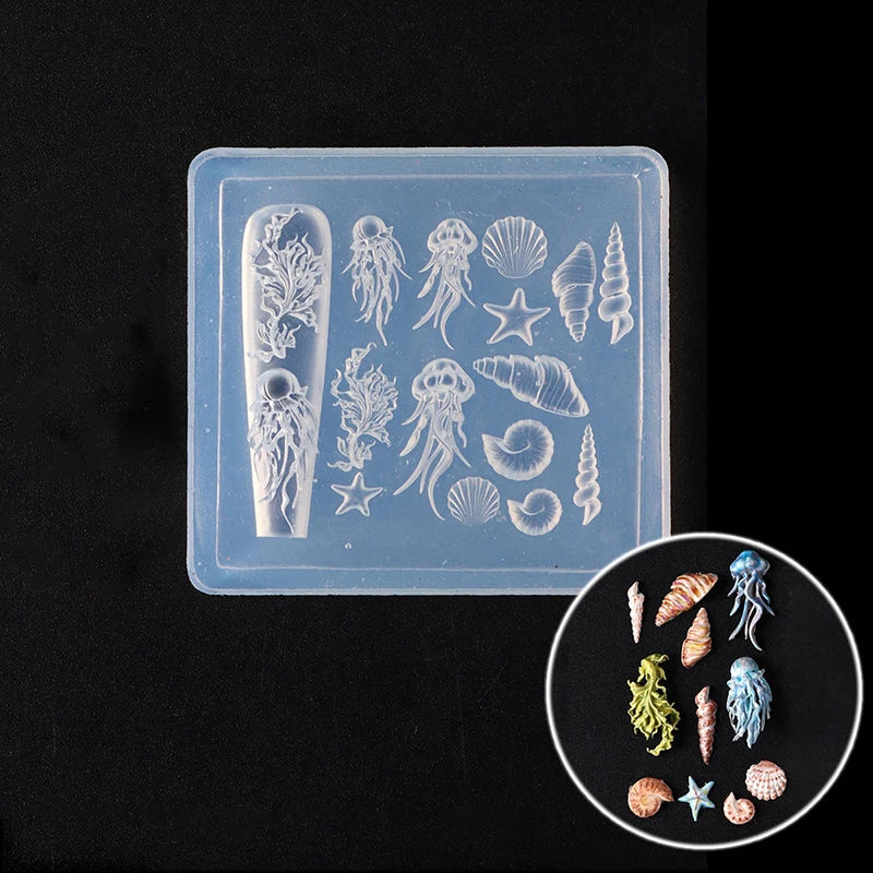 3D Mini Silicone Mold Butterfly Flower Nail Art Decorations Nails DIY Design Flower Shell Nail Mold Stamping Plate Manicure Mold