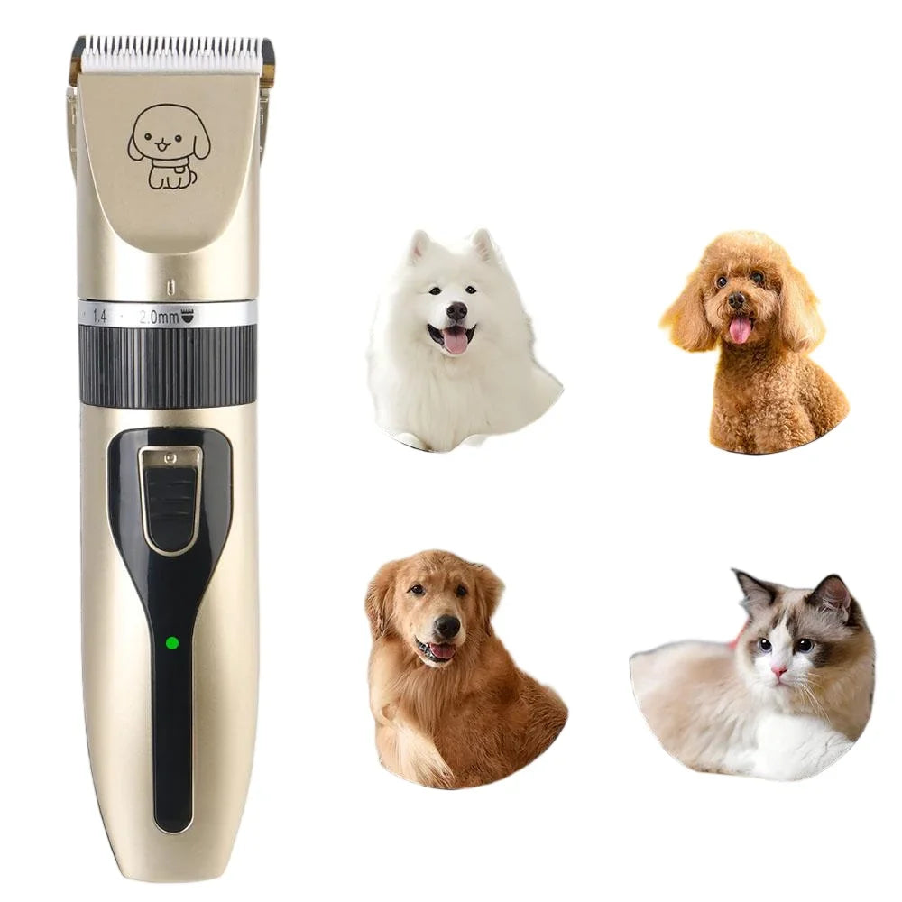 Pet electric clippers for dog and cat shaving; pet hair trimmer; electric beauty shaver.
