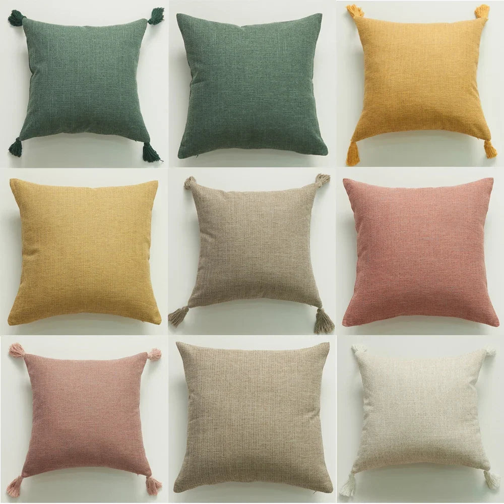 Cushion Cover Decorative Yellow Linen Sofa Throw Pillow Cover Home Pillow Cover for Living Room Car Super Soft Pillowcase