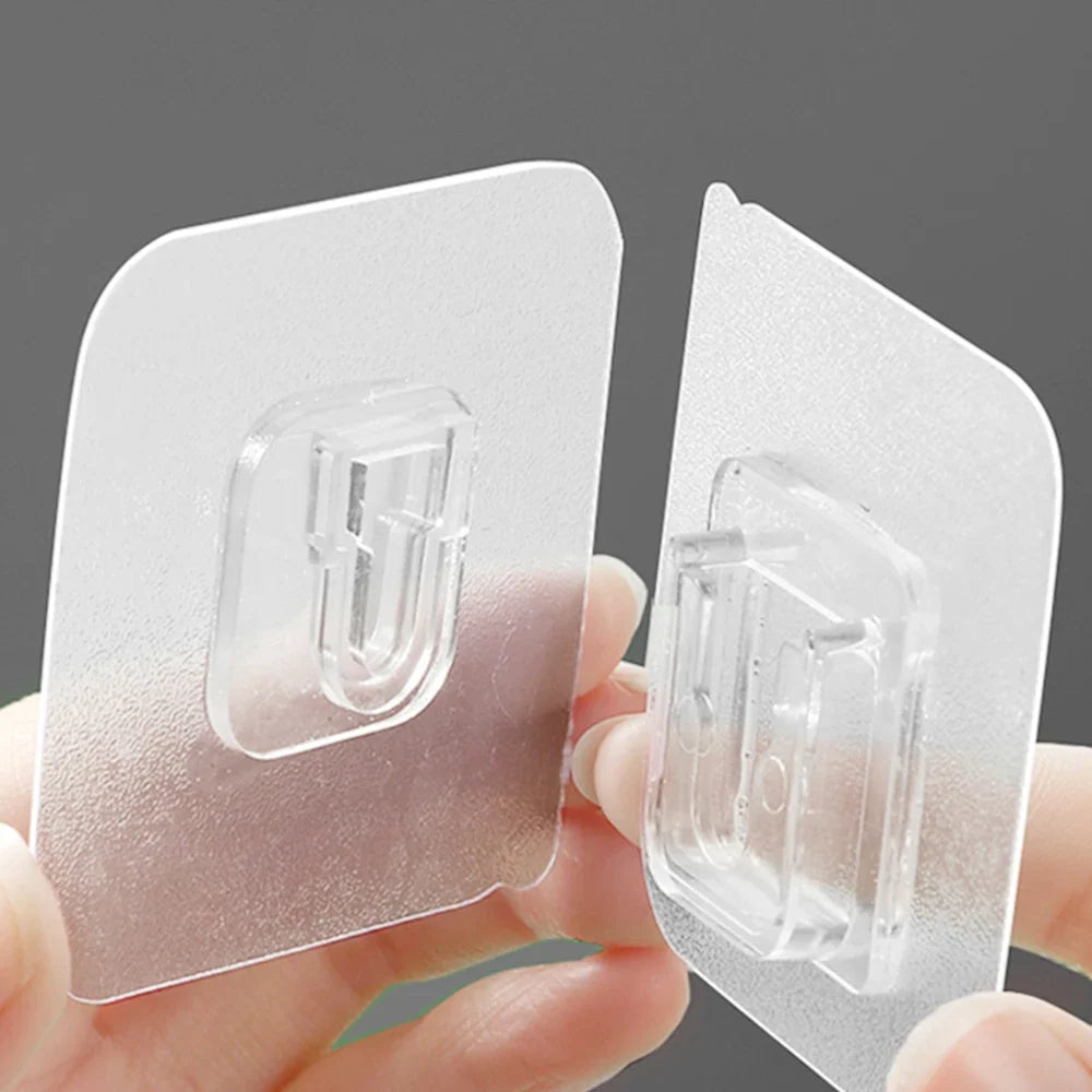 20/10Pcs Double Sided Adhesive Wall Hooks Waterproof Transparent Suction Cup Storage Hook For Kitchen Bathroom Organizer Holders