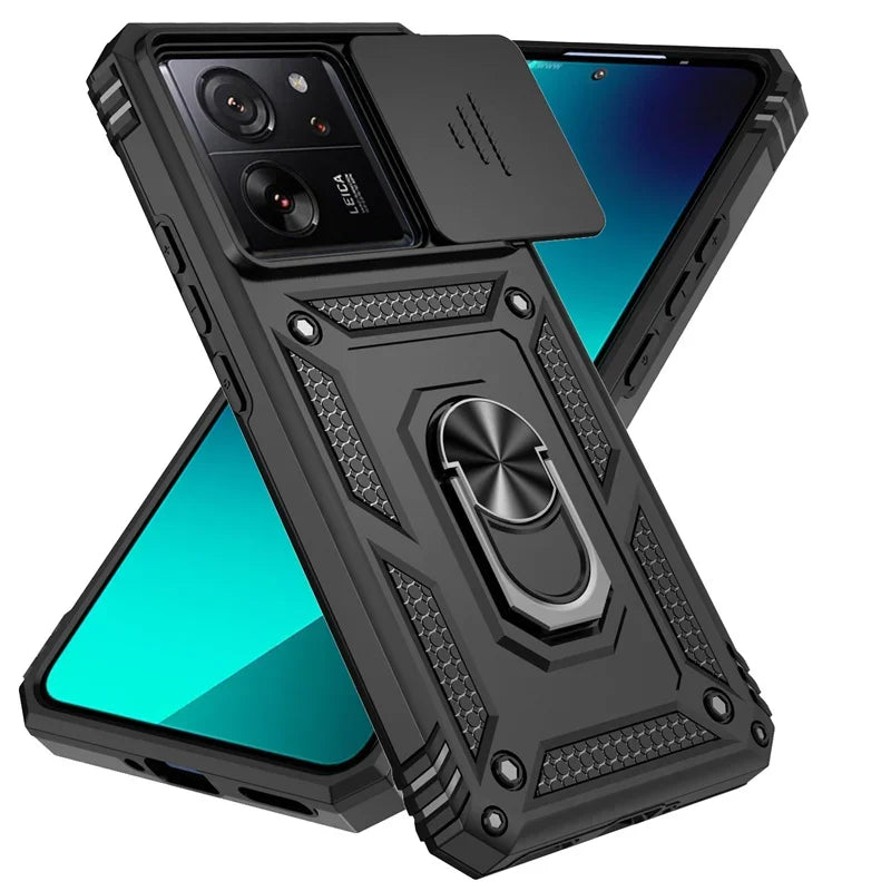 For Xiaomi 13T 12T 11T 15T 14T Pro 5G Lite Case Car Magnetic Ring Holder Armor Coque For Redmi 12 13C 12C 11A Lens Protect Cover