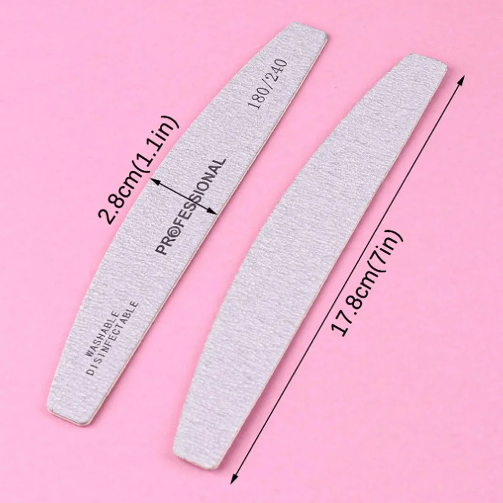 10/25/50pcs Grey Thin Wooden Nail File, 100/180 Grit Double-Sided Washable Reusable Buffer. For Natural & Acrylic Nails