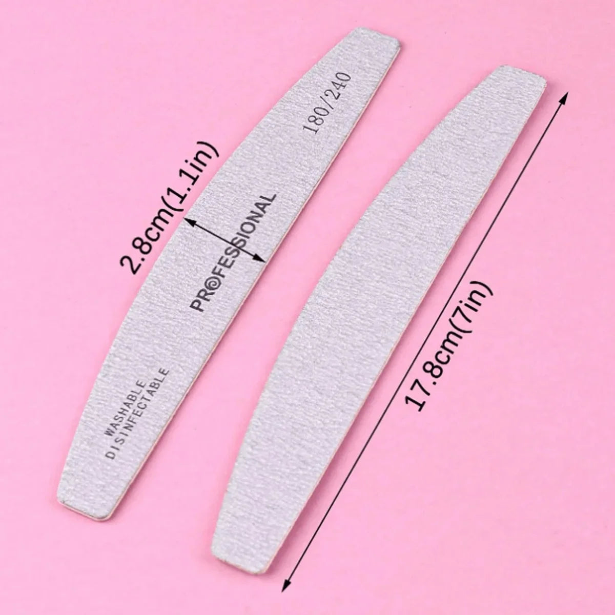 10/25/50pcs Grey Thin Wooden Nail File, 100/180 Grit Double-Sided Washable Reusable Buffer. For Natural & Acrylic Nails