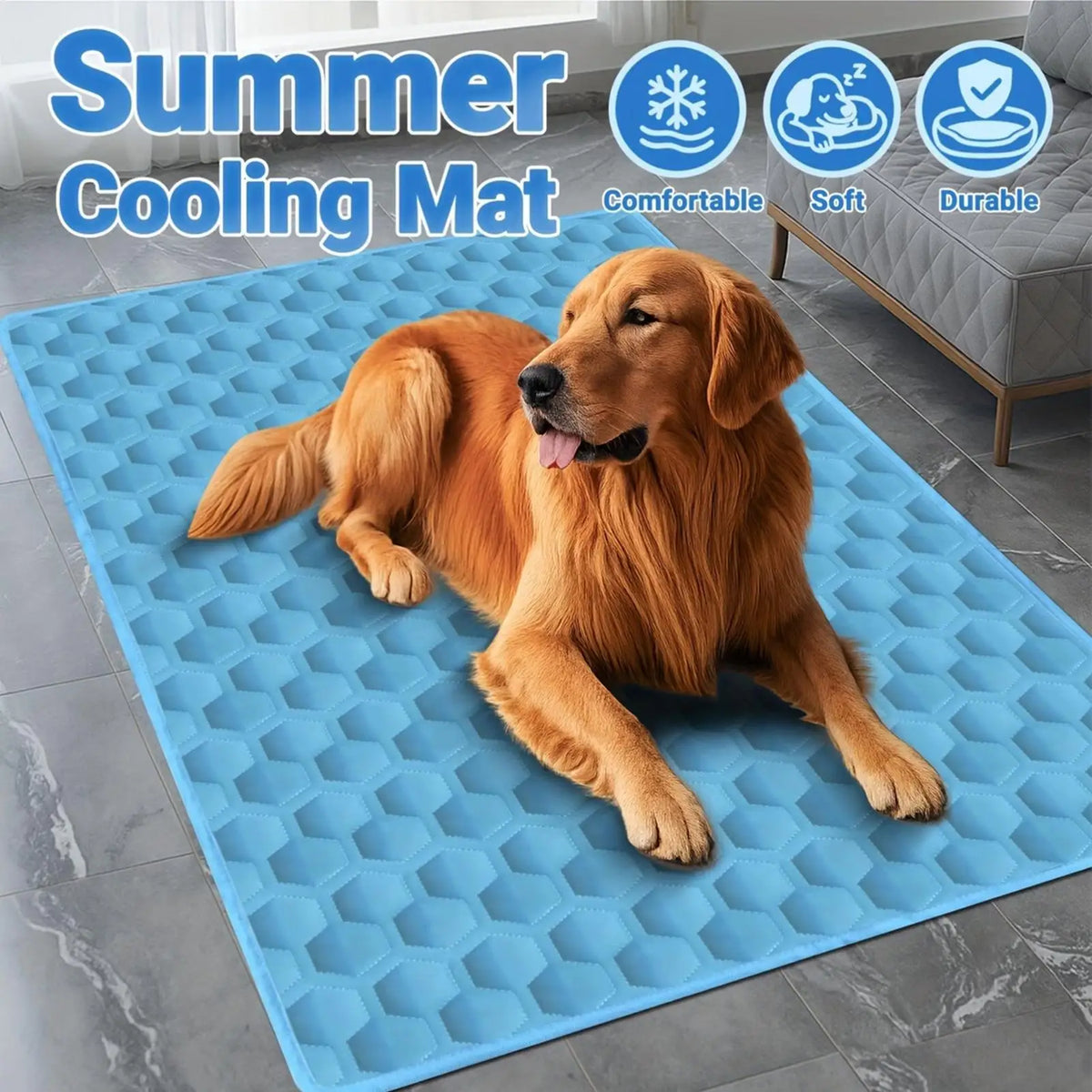 Cooling Pad for Dog Hot Summer Non-Slip Cushion Summer Dogs Cooling Pad for Small Medium Large Breeds Animals Resting Camping