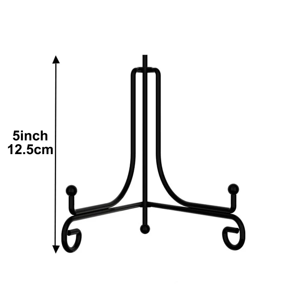 Art Bowl Picture Frame Photo Pedestal Easel Black Iron Display Stand Plate Rack