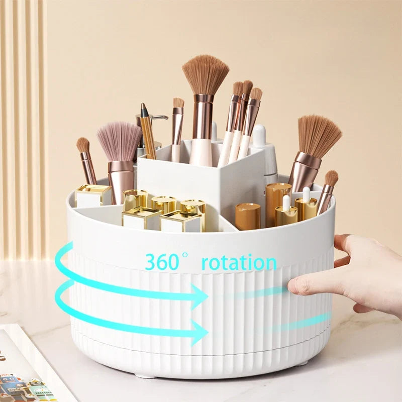 1 makeup brush holder storage box, 360° rotating makeup brush storage box, 5-slot makeup brush cup, suitable for cosmetics, pen