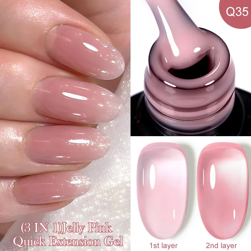 LILYCUTE 7ML Jelly Nude Pink Quick Extension Gel Nail Polish Transparent  Finger Prolong Long Lasting Construction Gel Varnish