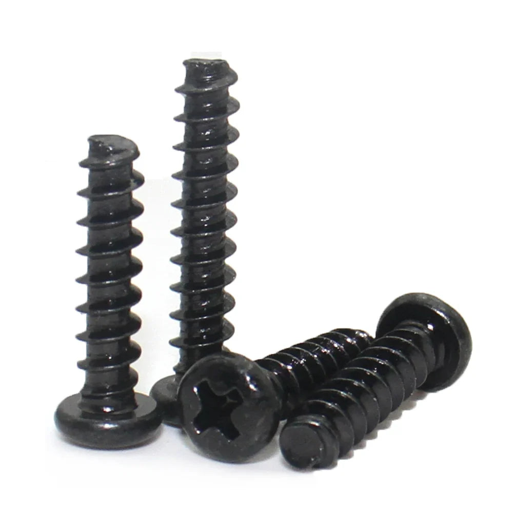 M1 M1.2 M1.4 M1.5 M2 M2.3 M2.6 M3 M3.5 M4 M5 250pcs Black Carbon Steel  Mini Phillips Cross Recessed Pan Head Self-tapping Screw