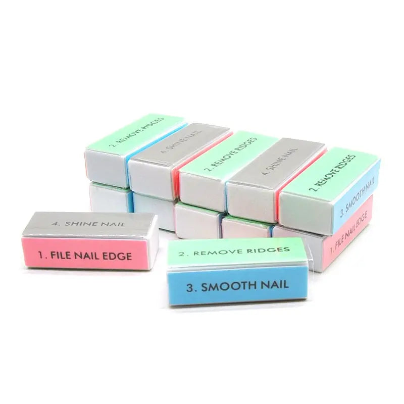 10 / 20pcs Nail Buffers Colorful 4 Way Different Grit Professional Nails File Polishing Block Sanding Manicure Art Sponge Tools