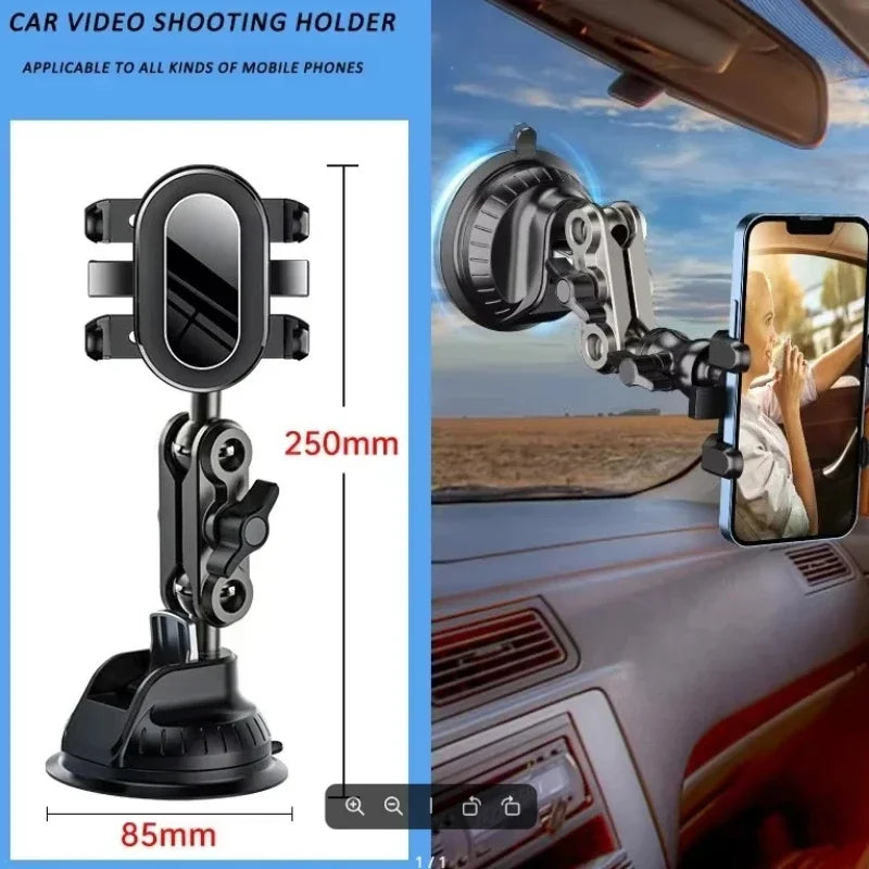 Universal Car Phone Mount Video Recording Magic Arm Suction Holder for Windshield Window Glass Vlog & Photography