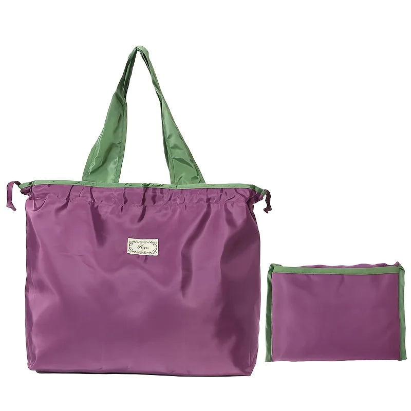 1pcs Drawstring Shopping Bag, Foldable Large Capacity Fashionable Shoulder Bag, Foldable and Easy to Carry Bag Hand in Hand