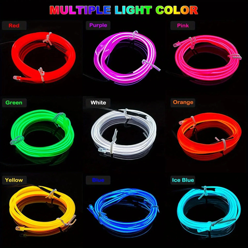 Car LED Strip Lights 196.85inch USB Neon Ambient Lighting Kit With Switch Noiseless For Interior Car Decorations