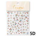 Colorful Zircon Cherry Design Lovely 5D Soft Embossed Reliefs Self Adhesive Nail Art Stickers Cute 3D Jelly Manicure Decals