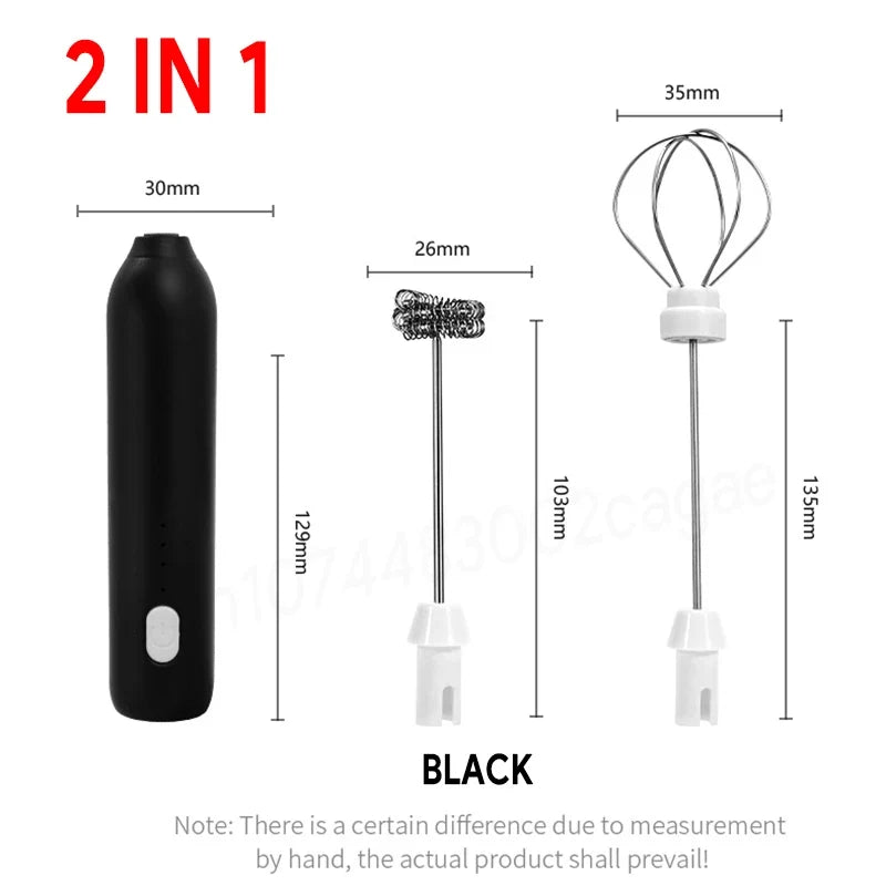 HOT  Electric Milk Frother + Egg Beater Wireless Type-C Charging 3 Speeds Mini Handheld Foam Maker Coffee Whisk Cooking Tools